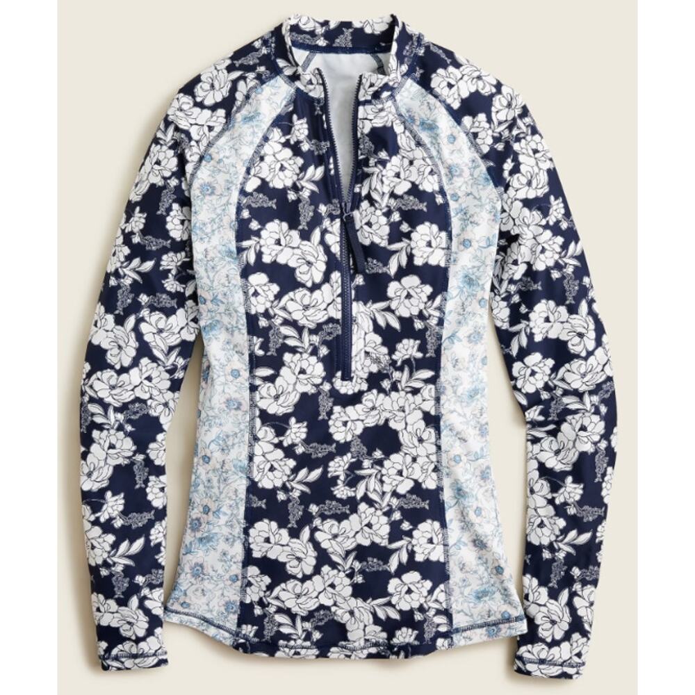 NWT J. Crew Long-sleeve Rash Guard in Mixed Magnolia Floral Size Medium - Picture 2 of 12
